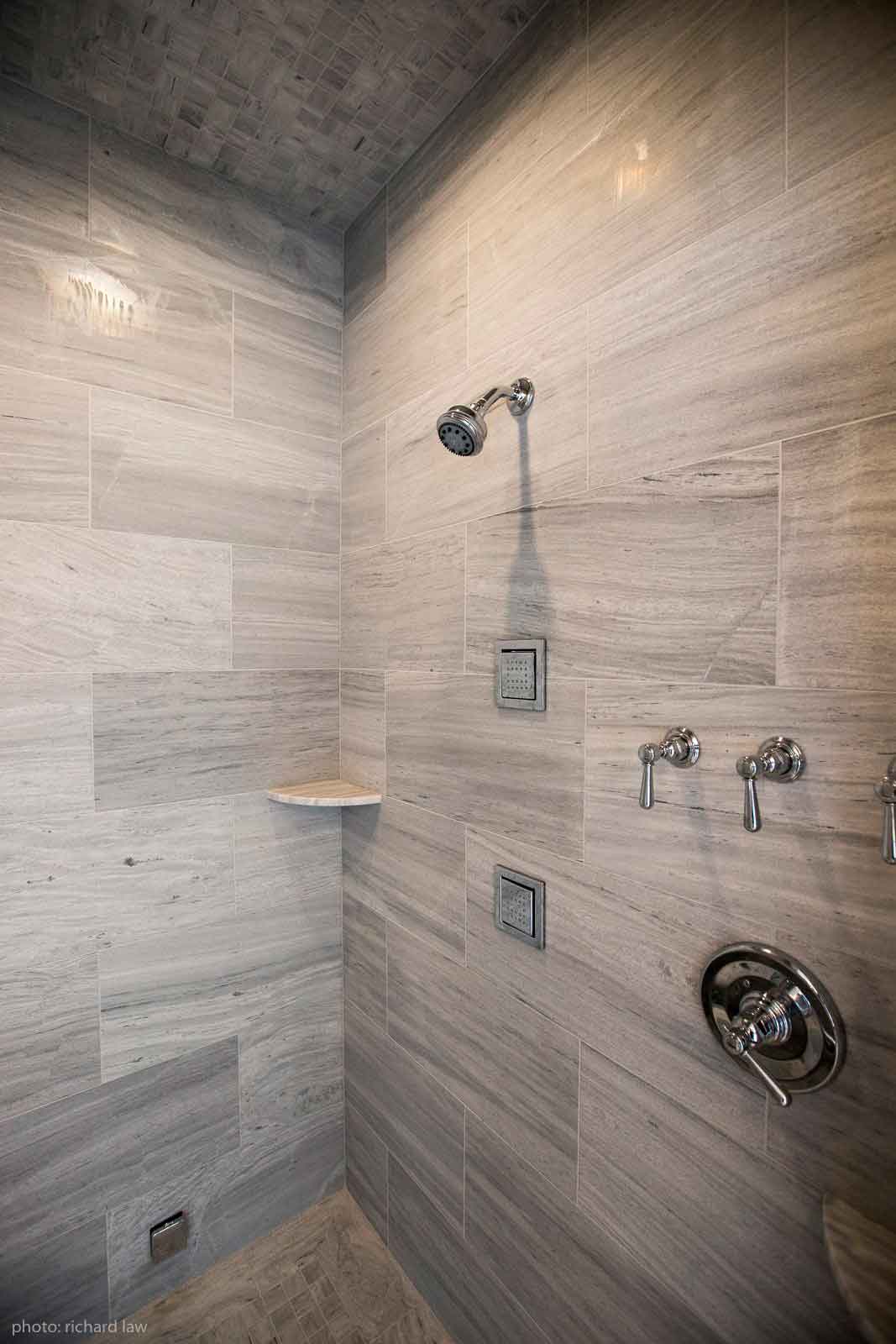 Large close-up view of bathroom shower